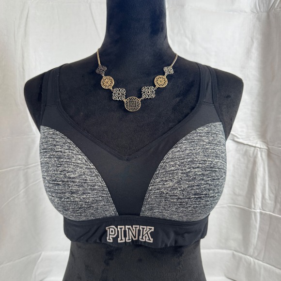 PINK Victoria's Secret Other - PINK Victoria's Secret Women's Sports Bra Heathered Gray‎ Hook Eye Racerback